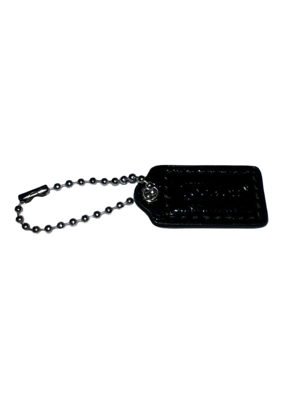 Coach Black Patent Leather Mini Hangtag with Silver Ball Chain